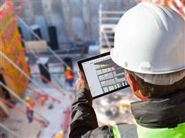 Tablet on construction site