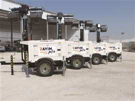 Photos shows portable lighting towers in the fleet of Dayim Equipment Rental, the Saudi Arabian rental business.