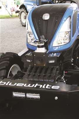 Bluewhite’s AI-driven technology leverages sensors, cameras and machine integration, as shown on this tractor at the Farm Progress Show. 