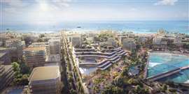 A digital render of the Bilaj Al Jayazer Beach project